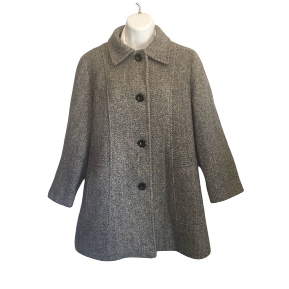 Vintage Herman Kay Wool Herringbone Car Sz 16 Coat